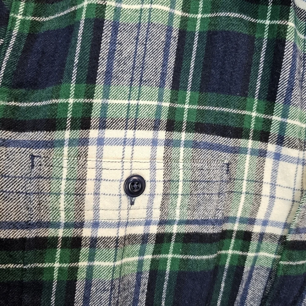 J. Crew Men's Double Brushed Plaid Button Down Shirt Sz Large Mid-Weight Flannel